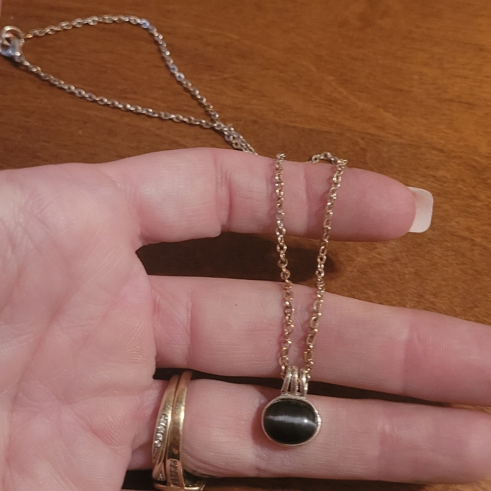 Black obsidian womens pendant necklace